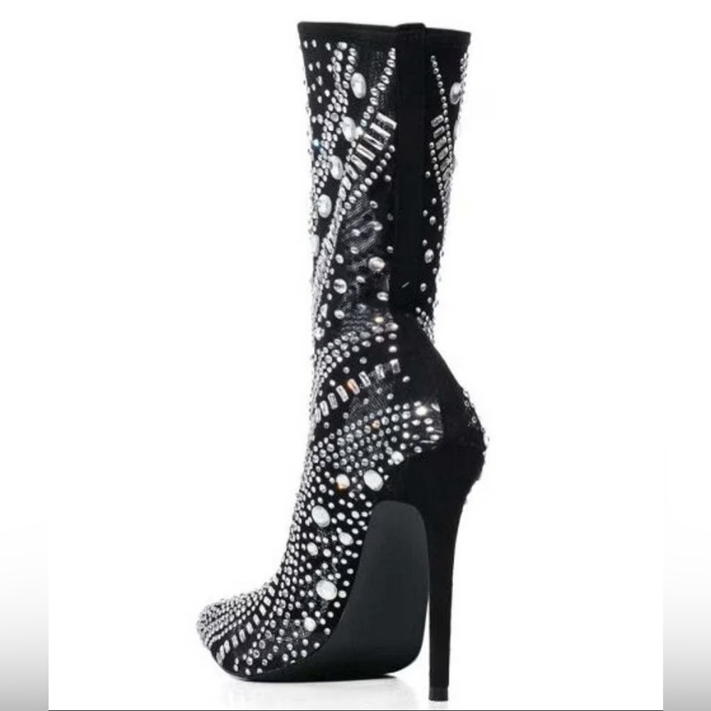 NEW AZAELA WANG the Opry Crystal Stiletto Mid Booties Size 10 OBO!!!! - Picture 3 of 12